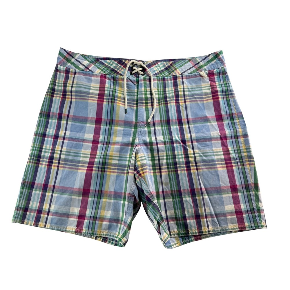 Polo Ralph Lauren Plaid Swim Trunks Men's Multi‎ Color Board Shorts Size 38
